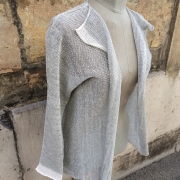 cardigan gris/blanc